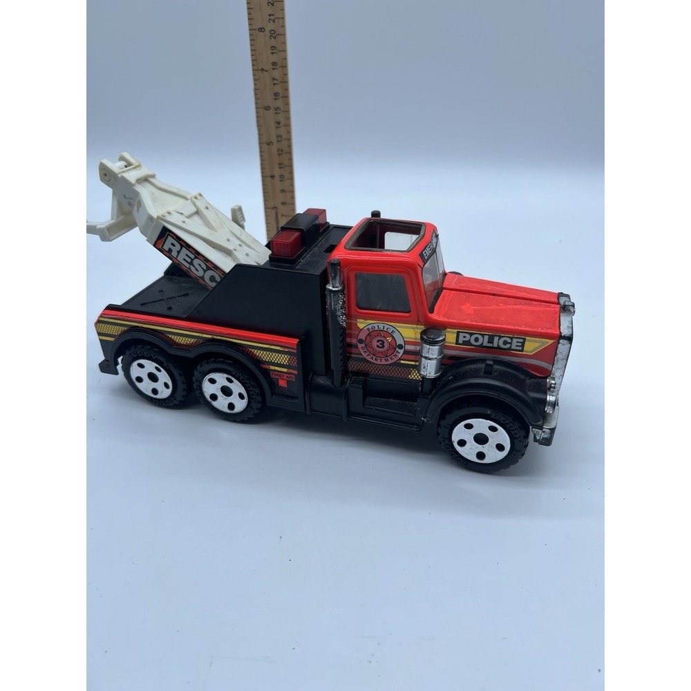 Vintage 1980s Buddy L Rescue Force‎ Lights & Sirens Tow Truck Wrecker Untested!